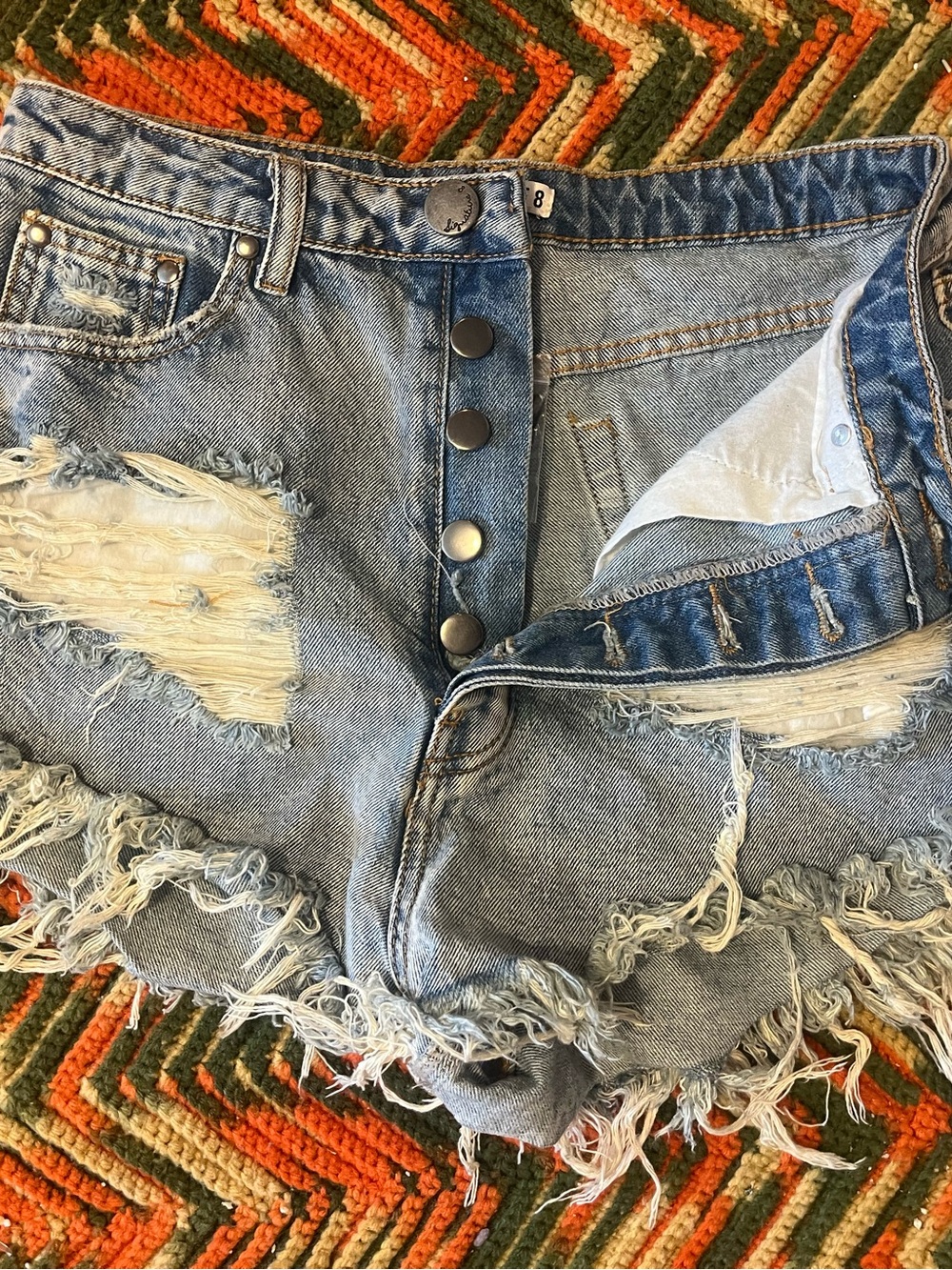 Women’s Light Blue Distressed Jean Shorts